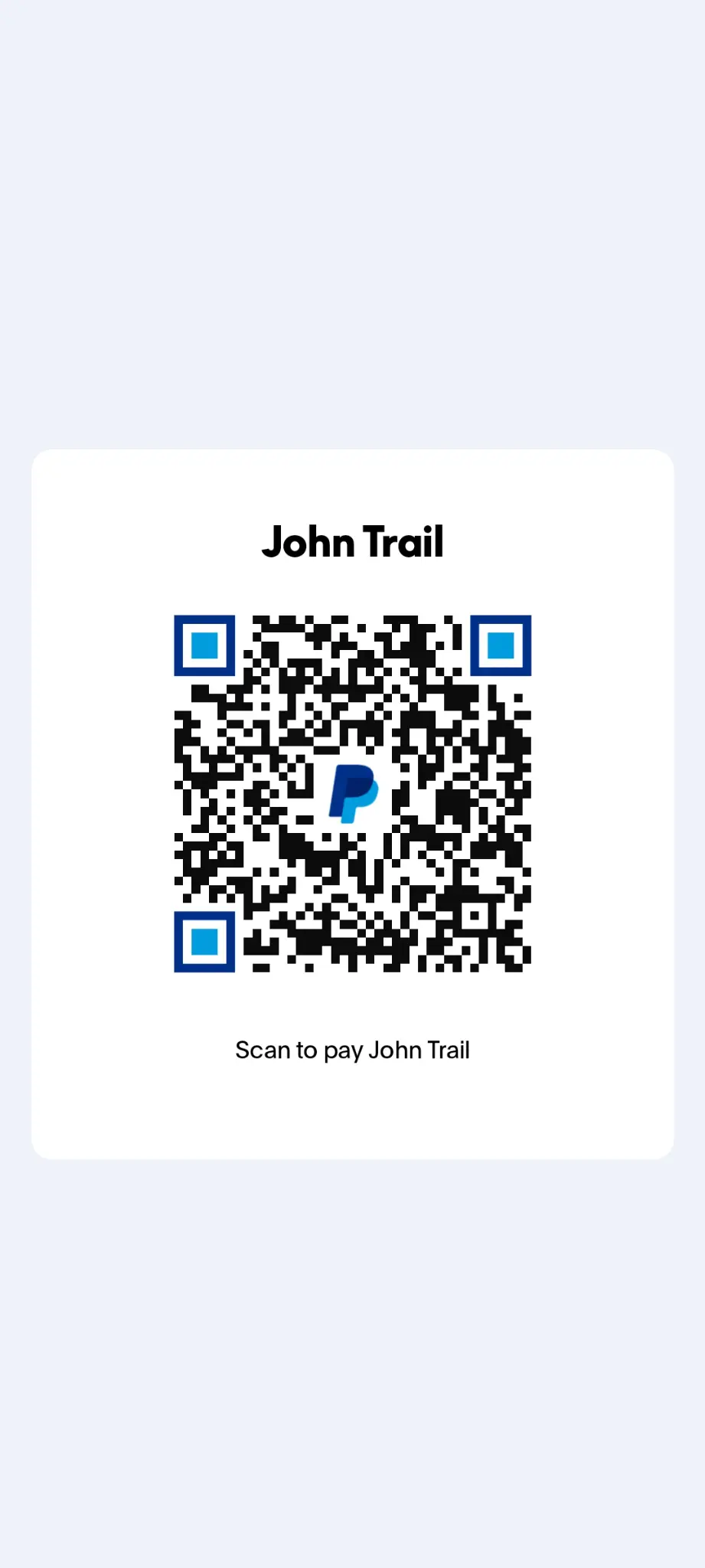 PayPal QR Code for John Trail (On The Level Ministry)